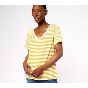 Candace Cameron Bure Women's Top Sz XS Sunkissed Short-Sleeve Tee Yellow A593145